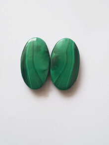 Malachiet ovaal paar 2 cabochon 27,3×15,5×6,2mm