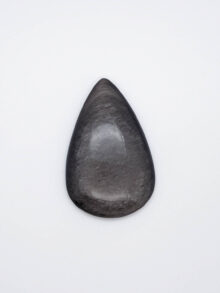 Zilver obsidiaan druppel cabochon 45,8x29x7,6mm