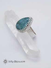 Larimar druppelvorm ring maat 17