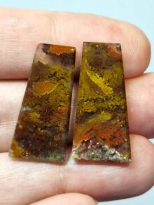 Mos agaat vrije vorm cabochon 28,3x14x2,7mm per paar