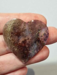 Mos agaat hartje vorm cabochon 41,3×41,8×6,4mm
